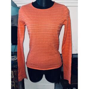 VINTAGE 90's TSESAY TSE ORANGE BEADED COTTON KNIT SWEATER